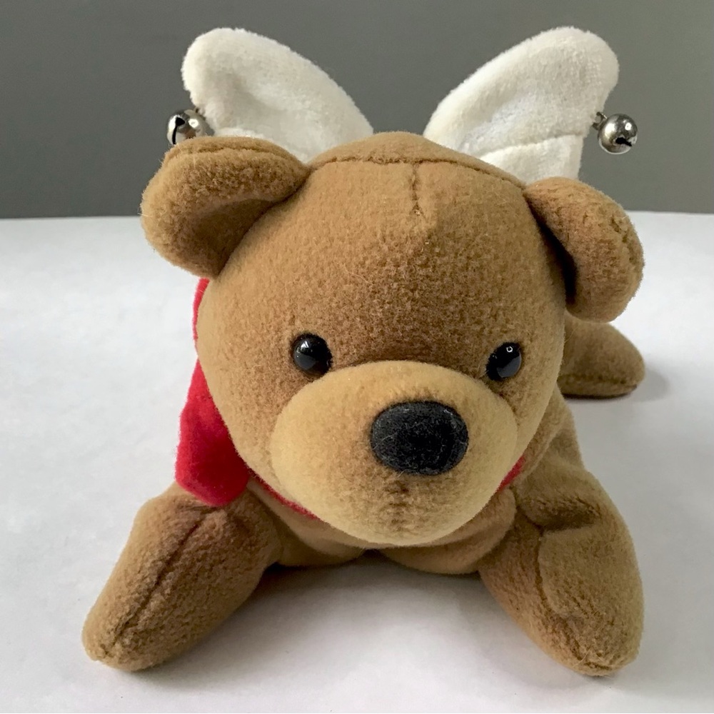 Vintage Angel Bear Plush 7” Stuffed Animal Wings Christmas Jingle Bells Weighted - Picture 8 of 12